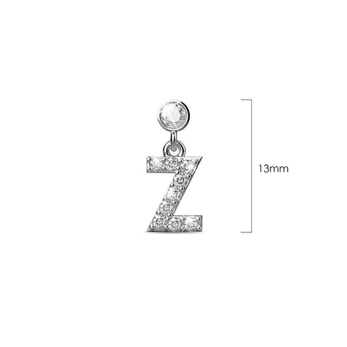 Solid 925 Sterling Silver Initial Crystal Personalised Alphabet Letter Earrings